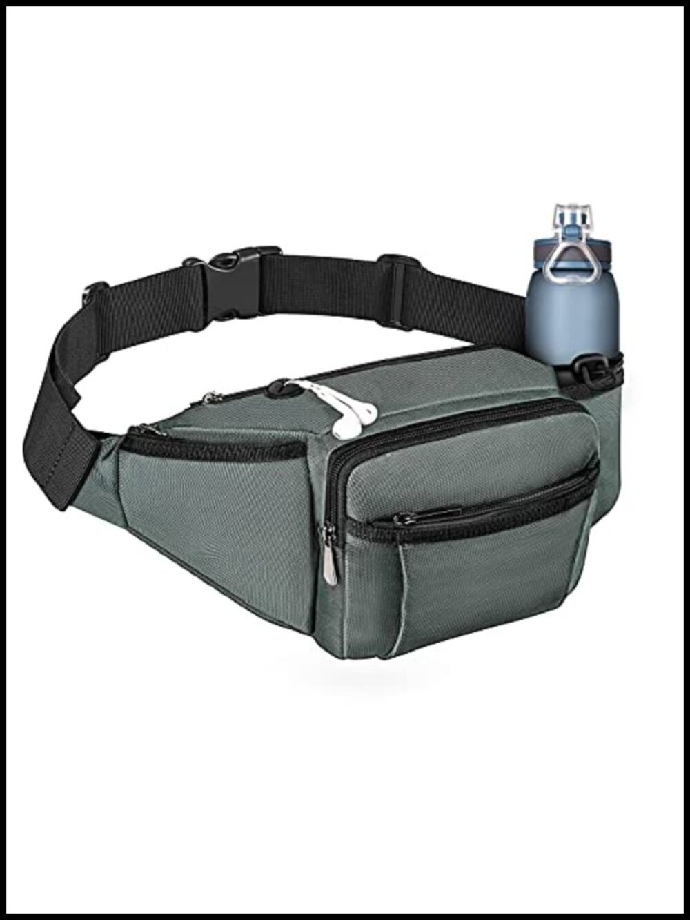 Nylon Fanny Pack Water Bottle Holder Hiking Waist Bag Women Men